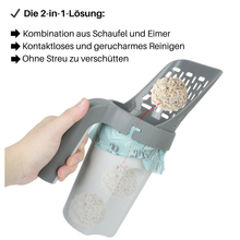 Lade das Bild in den Galerie-Viewer, PureAGo Katzenstreu-Schaufel – hygenisch im Eimer (20% Rabatt)

